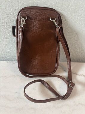 Coldwater Creek Brown Pebbled Leather Crossbody Bag